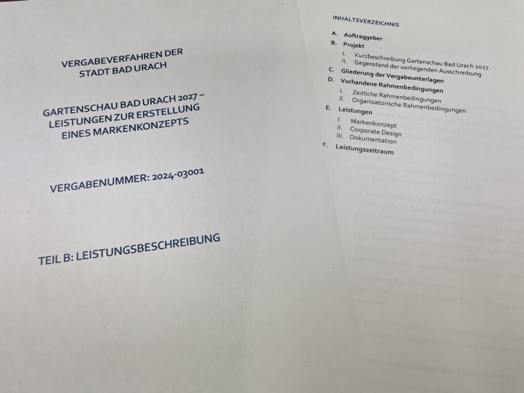Vergabeverfahren zum Markenkernkonzept der Gartenschau Bad Urach