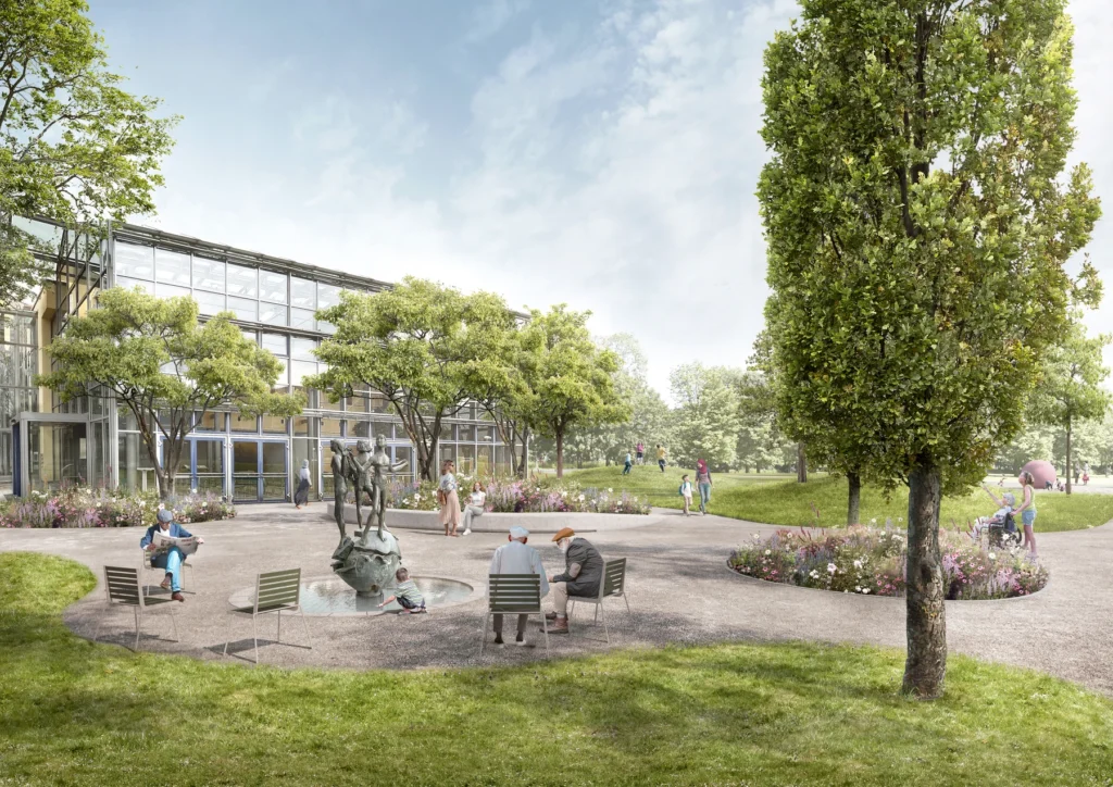 Zukünftiger Bereich um den Mädchenbrunnen und ums Glashaus